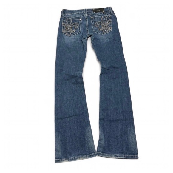 Miss Me Denim - Miss Me JP5145B2 Fleur De Lis Embroidered Bootcut Jeans Blue Womens 28 x 33
